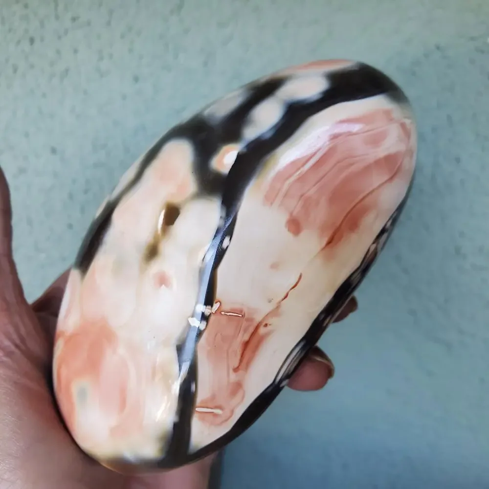 Pink Orca Agate Carnelian White Pink Stone Flowers Crystal Specimen 536 grams